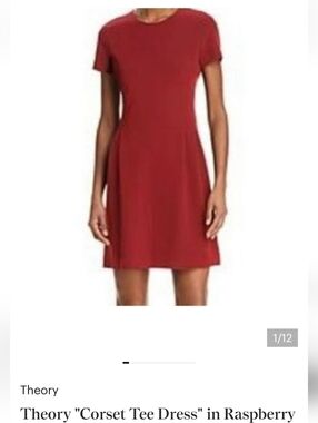 Theory "corset tee dress" raspberry red size 8